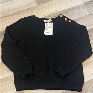 Men's Black Sweater with Gold Button Accents